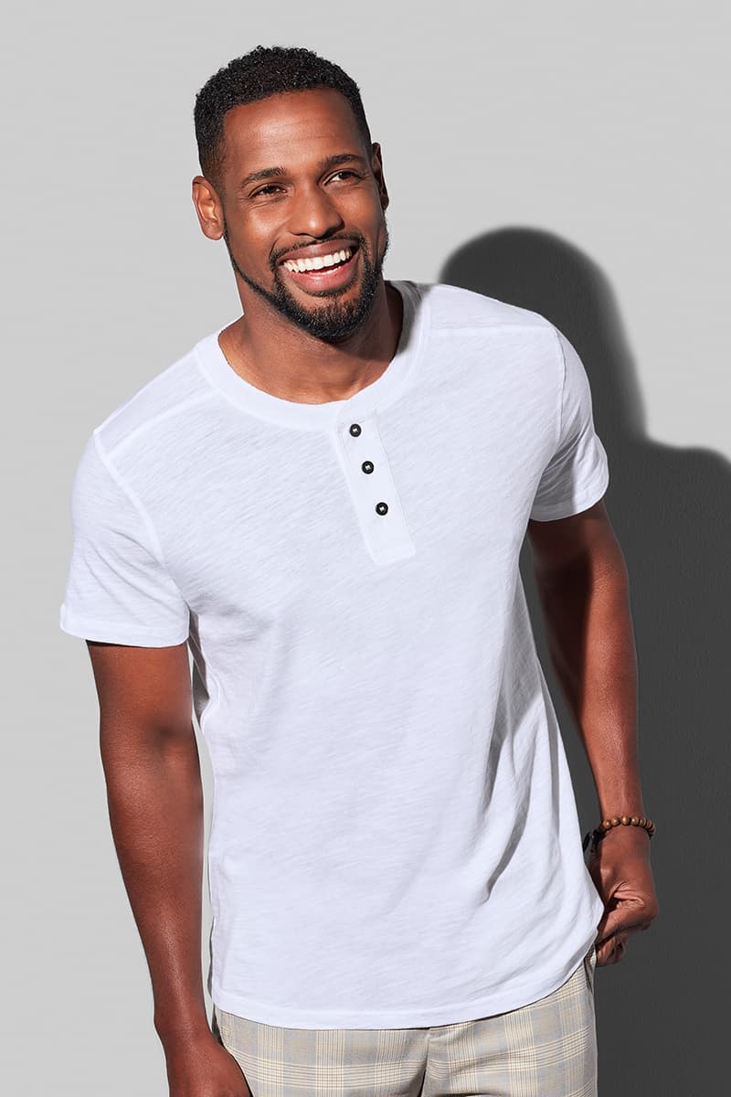 Shawn Henley T-shirt - T-shirt met ronde hals en knopen voor mannen model 1