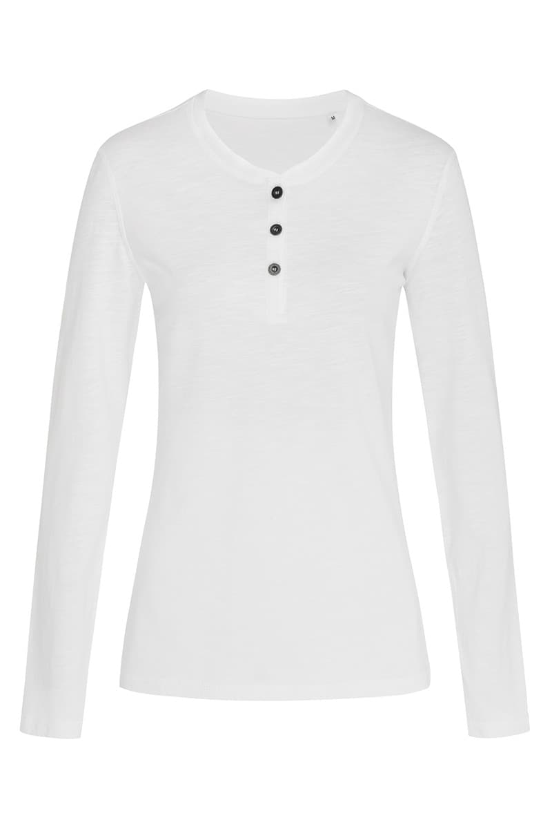 Superioriteit badminton koolstof Stedman Sharon Henley Long Sleeve T-shirt met lange mouwen en knopen voor  vrouwen