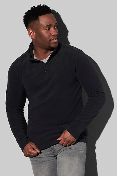Fleece pullover with half-zip for men