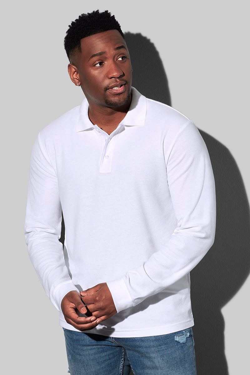 Polo Long Sleeve - Long sleeve polo shirt for men model 1