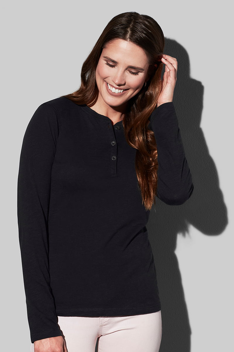 Sharon Henley Long Sleeve - Majica dugih rukava s gumbima za žene model 1