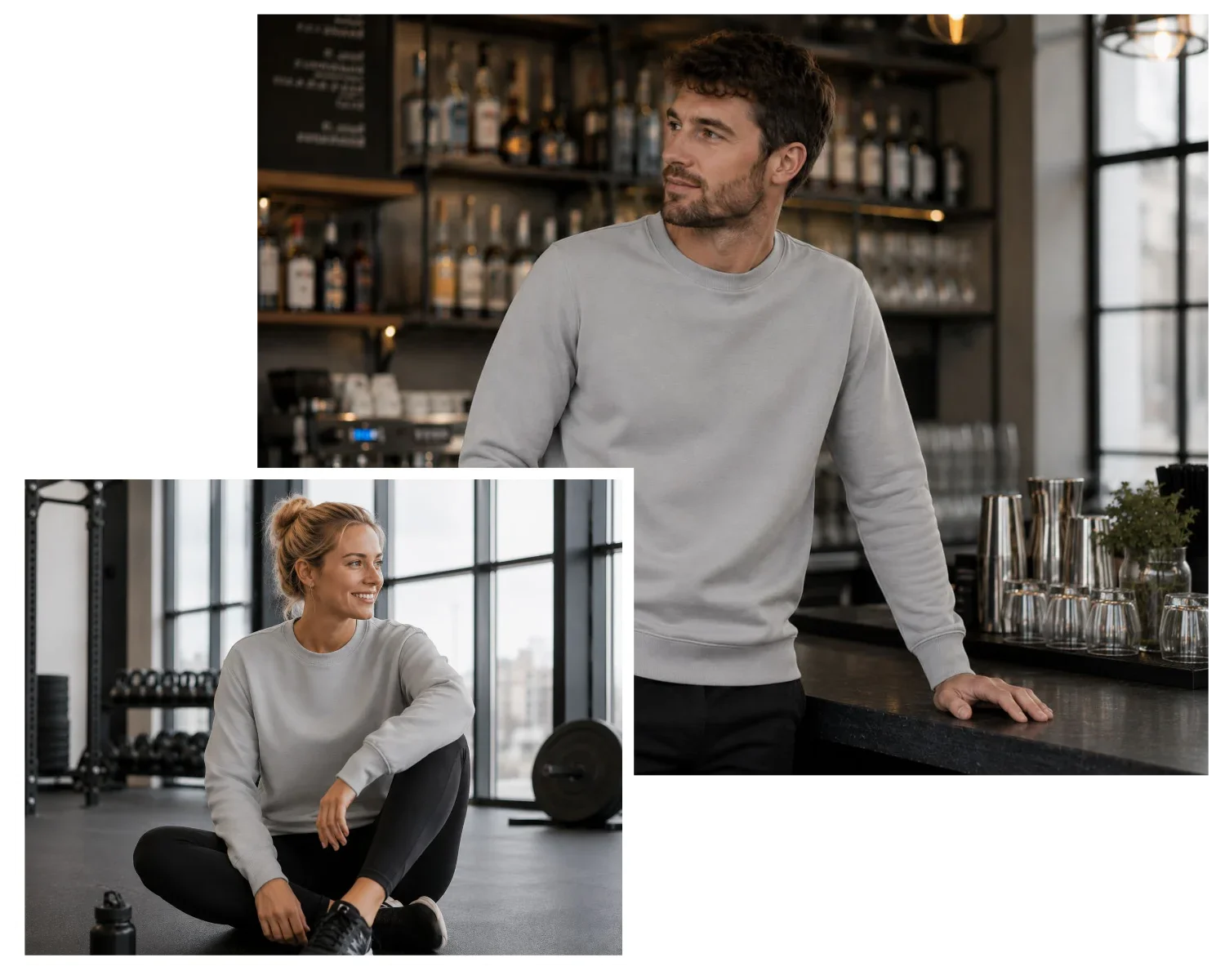 Model Images wearing Sweats in Soft Grey